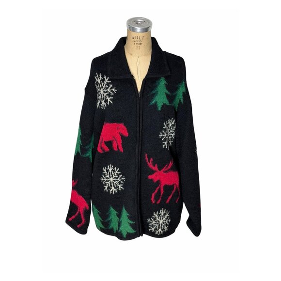 Marisa Christina Sweaters - 1990s boiled wool cardigan sweater coat by Marisa Christina Size L/XL